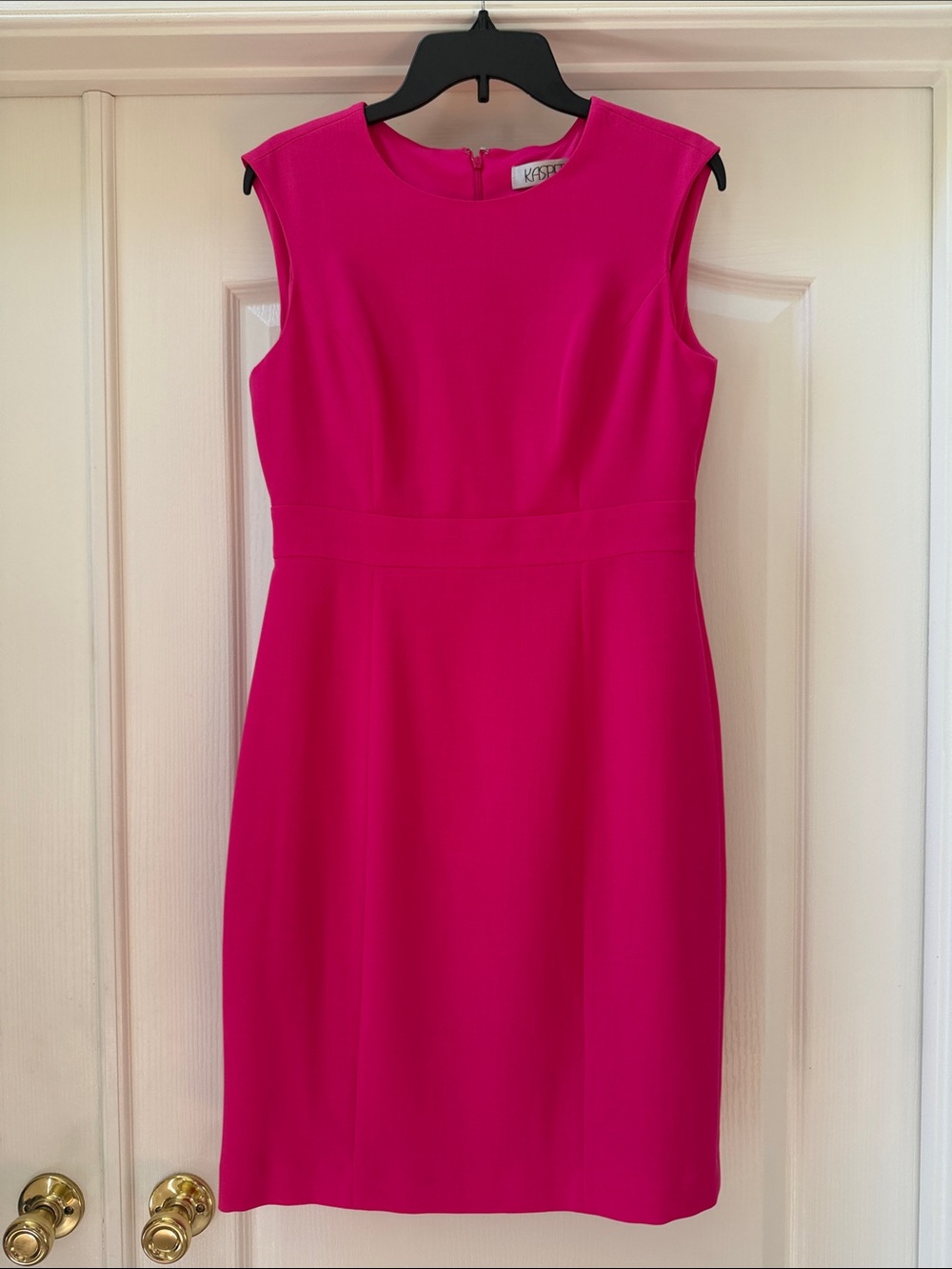 Kasper Fuchsia Sleeveless Sheath Midi Dress